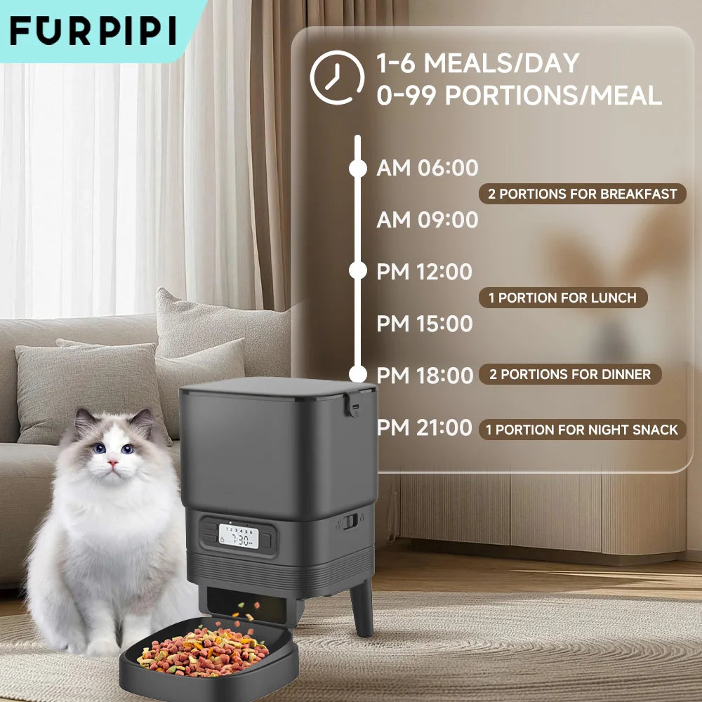 Furpipi Automatic Cat Feeder Button Version Auto Cat Food Dispenser Accessories Smart Control Pet Feeder For Cats Dog Dry Food