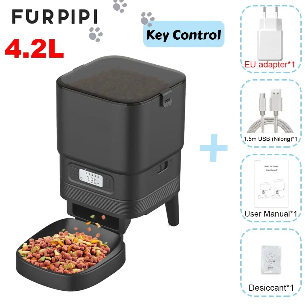 Furpipi Automatic Cat Feeder Button Version Auto Cat Food Dispenser Accessories Smart Control Pet Feeder For Cats Dog Dry Food