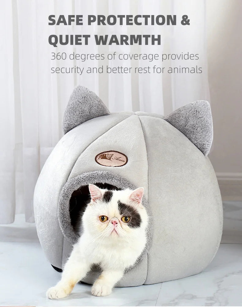 Pet bed with cat ears cat bed for small medium large cats Keep warm in winter Comfortable and soft Machine washable