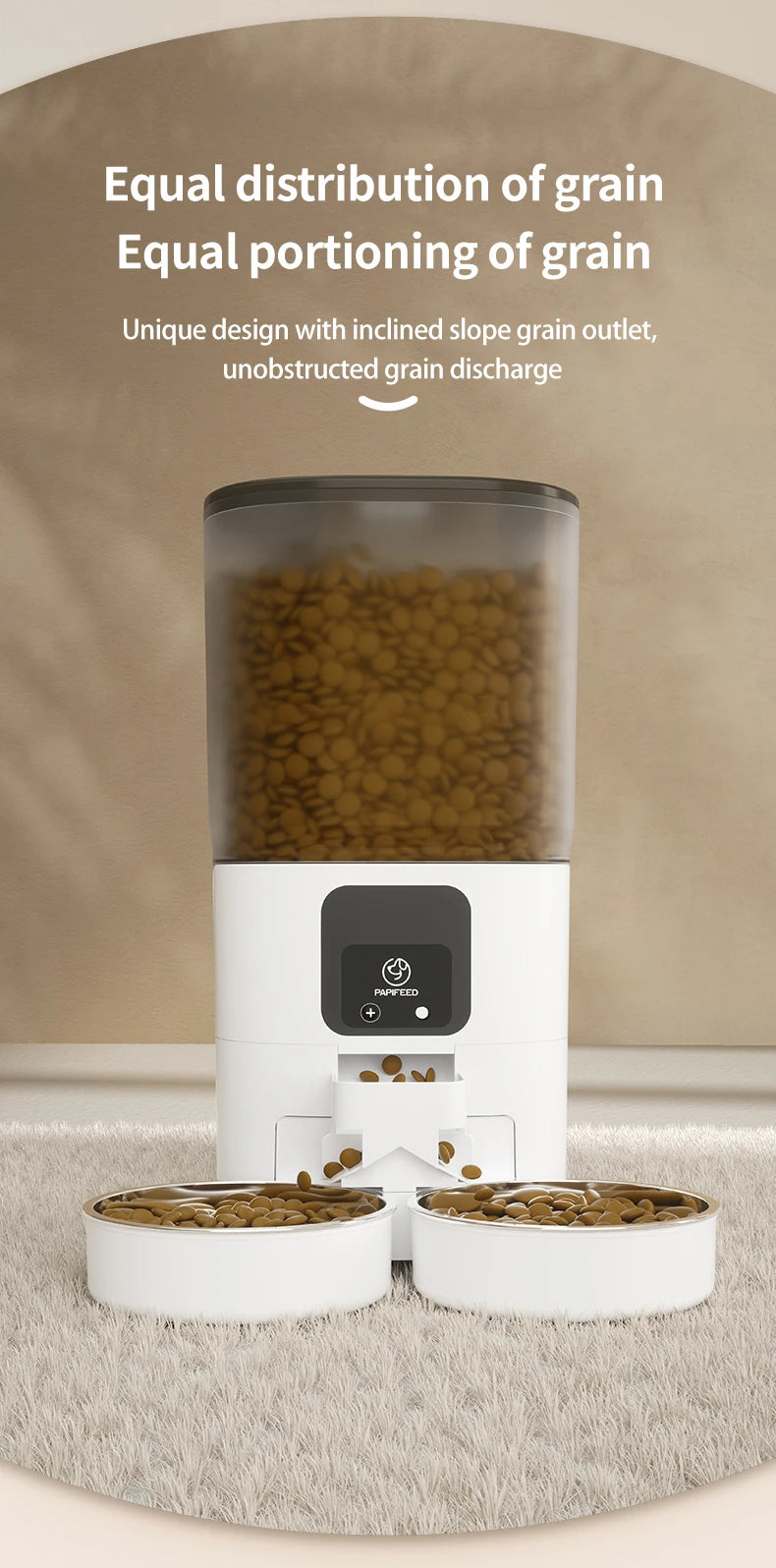 PAPIFEED cat double bowl smart automatic feeder cat food dog food pet food dispenser 7L large capacity connect wifi timer dosing