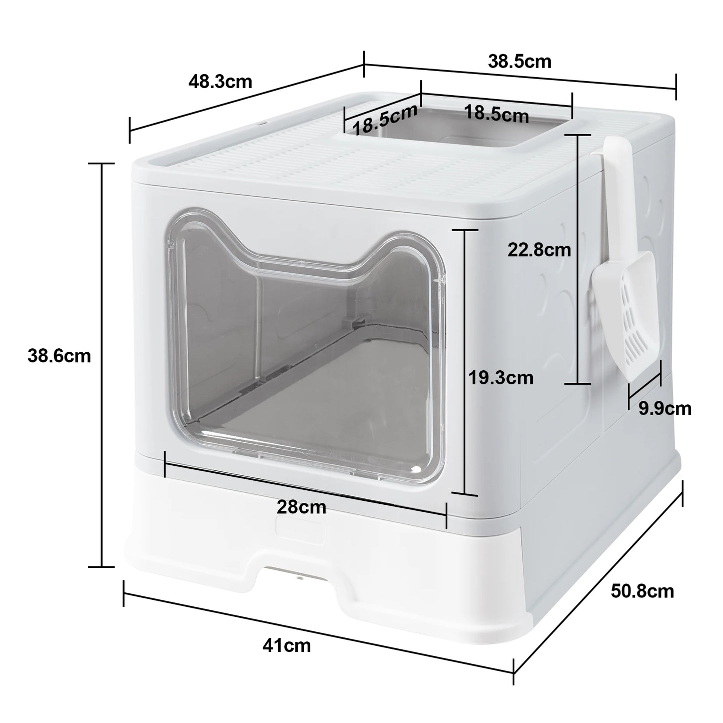 Bingopaw XXL Large Space Foldable Cat Litter Box with Front Entry & Top Exit with Tray