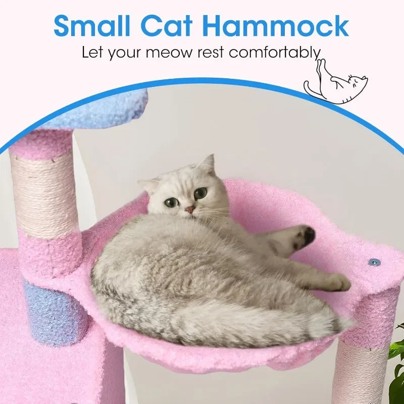Cute Flower Cat Tree,37in Cute Cat Tree Tower Scratching Posts & Flowery Resting Platform,Small Cat Tree Perfect for Small