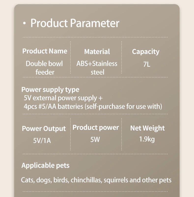 PAPIFEED cat double bowl smart automatic feeder cat food dog food pet food dispenser 7L large capacity connect wifi timer dosing