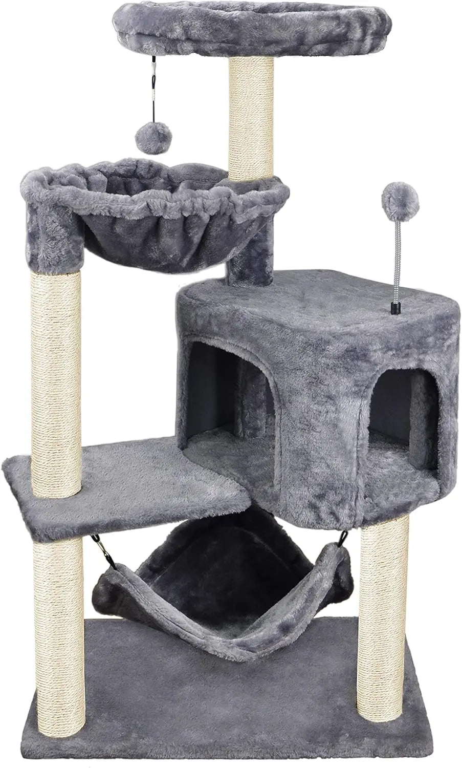 Cat Tree with Large Hammock, Gray Apartment, 22.4X13.8X39.4