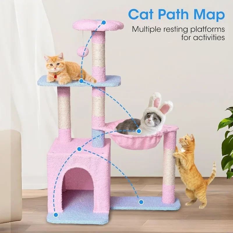 Cute Flower Cat Tree,37in Cute Cat Tree Tower Scratching Posts & Flowery Resting Platform,Small Cat Tree Perfect for Small