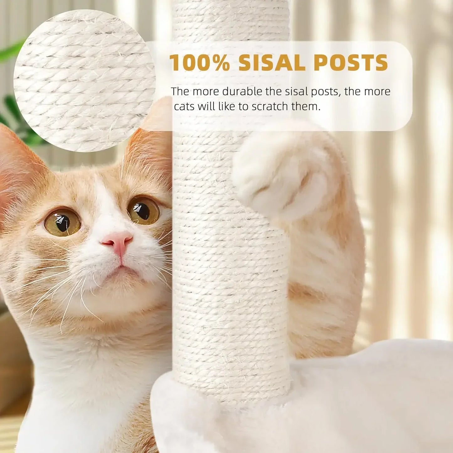 Cat Tree Tower with Cat Condo and Scratching Post for Indoor Cats, Activity Center Cat Furniture with Two Big Hammock