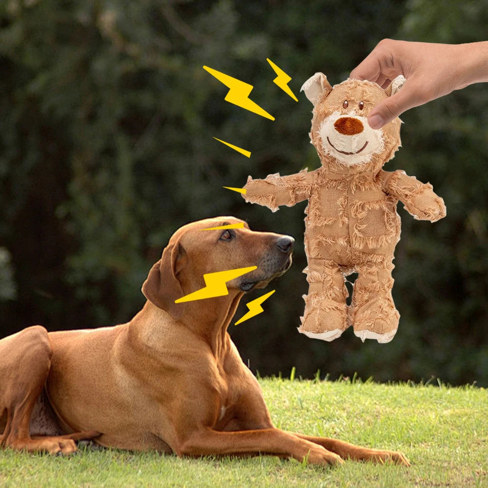 Squeaky Plush Bear Toy Indestructible Dog Toys Interactive Plush Dog Toys for Small Medium Large Dogs