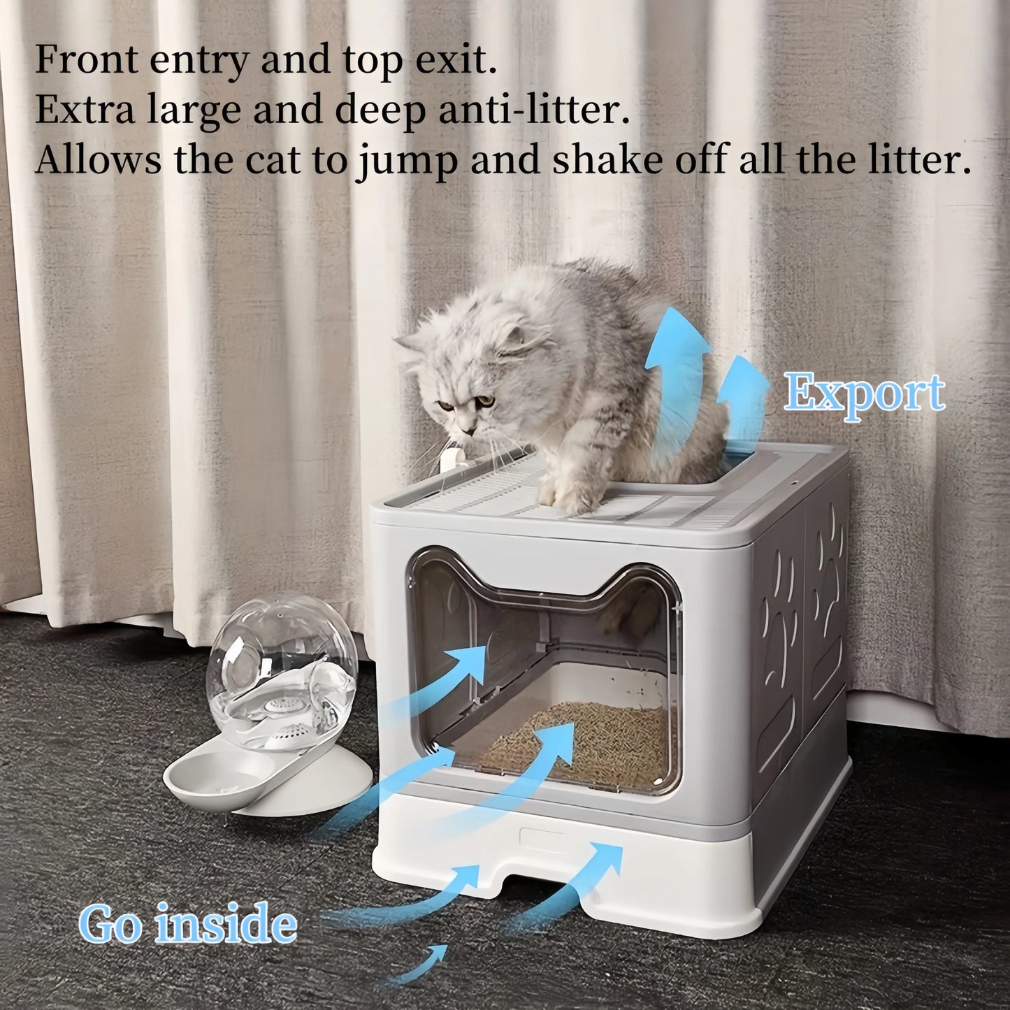 Convenient Foldable Litter Box: Drawer Design with Scooper for Easy Cat Waste Management