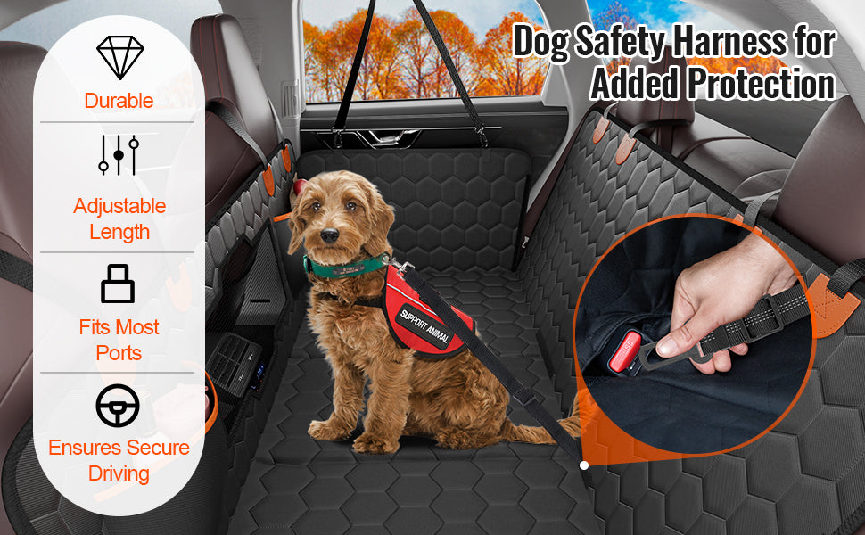VEVOR Back Seat Extender Dog Car Seat Cover for Back Seat Bed with Mesh Window and Storage Pocket Supports 350lbs Dog Hammock