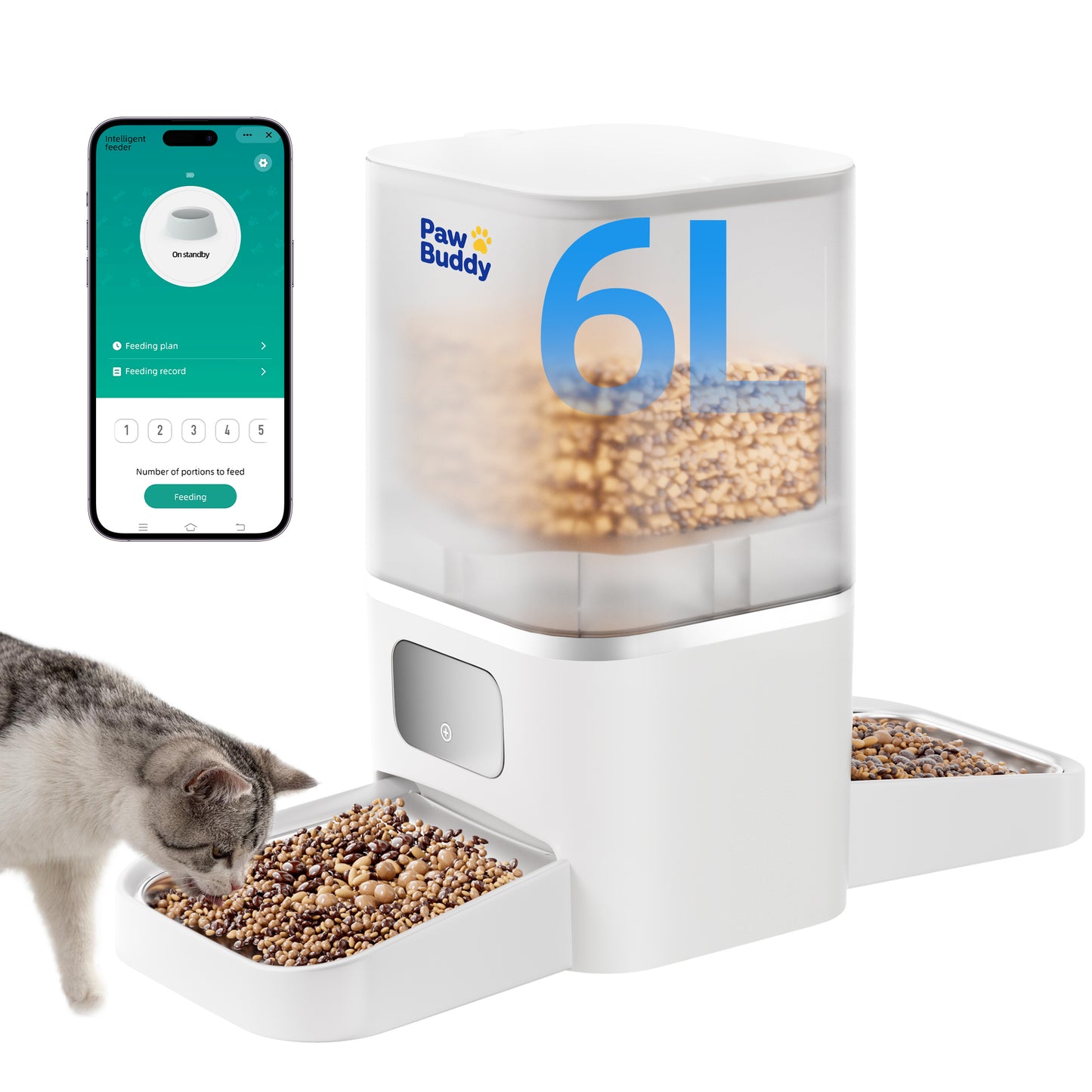 Automatic Cat Feeder 2 Cats with Slow Feed: Dual Automatic Dog Feeder with 5G WiFi, Cat Food Dispenser with APP Control for Multiple Pets, Detachable for Easy Clean,Large Food Storage-29 Cup