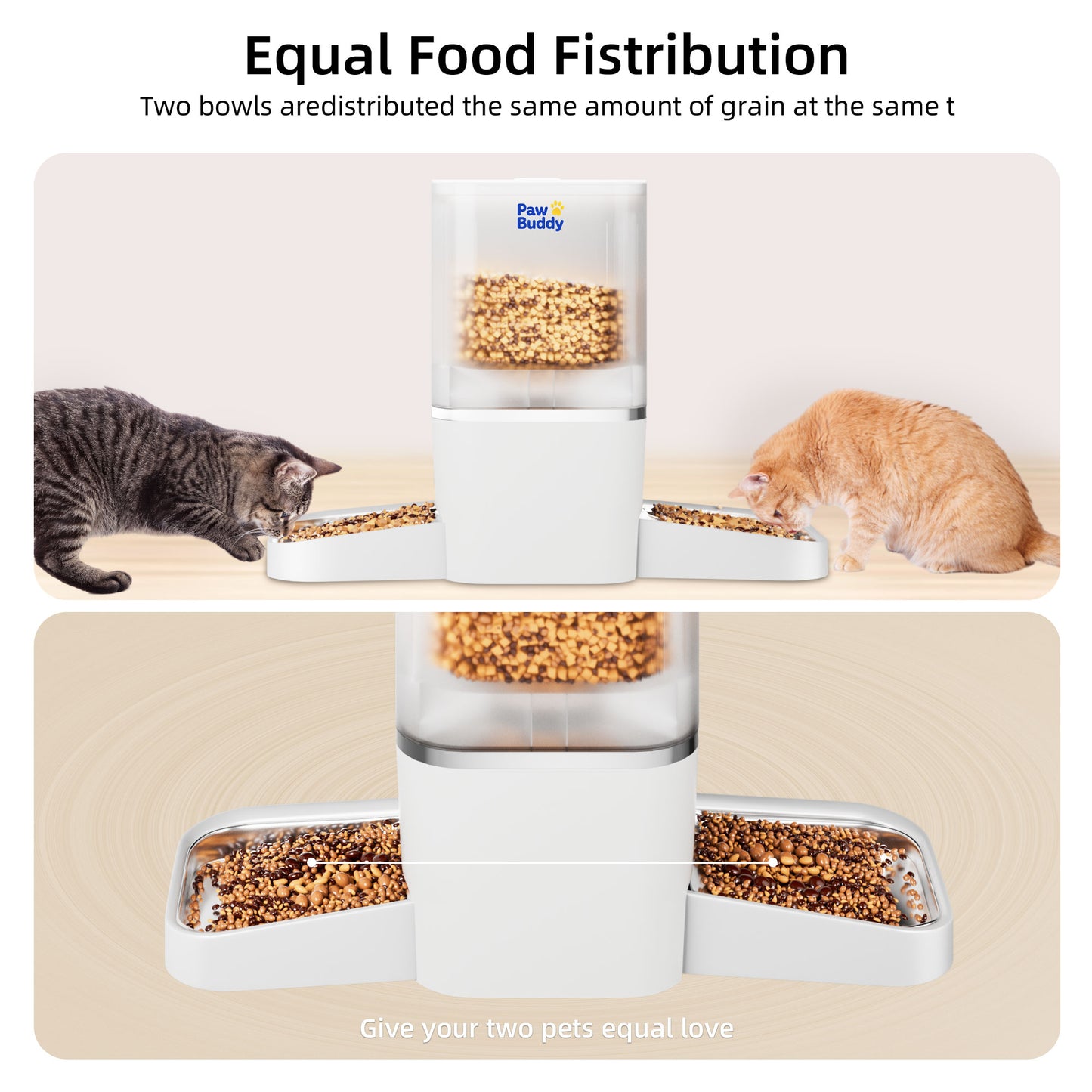 Automatic Cat Feeder 2 Cats with Slow Feed: Dual Automatic Dog Feeder with 5G WiFi, Cat Food Dispenser with APP Control for Multiple Pets, Detachable for Easy Clean,Large Food Storage-29 Cup