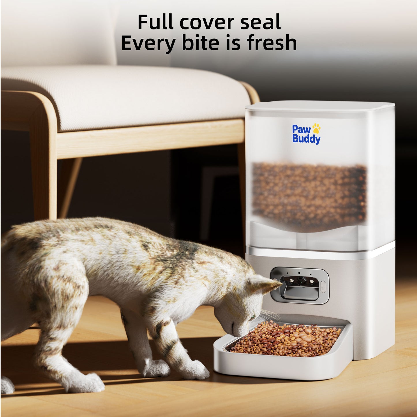 Automatic Cat Feeder with 2K Camera: 5G WiFi Automatic Dog Feeder with Night Vision,Cat Food Dispenser with 7L Large Food Storage Container for Multiple Pet,Detachable for Easy Clean