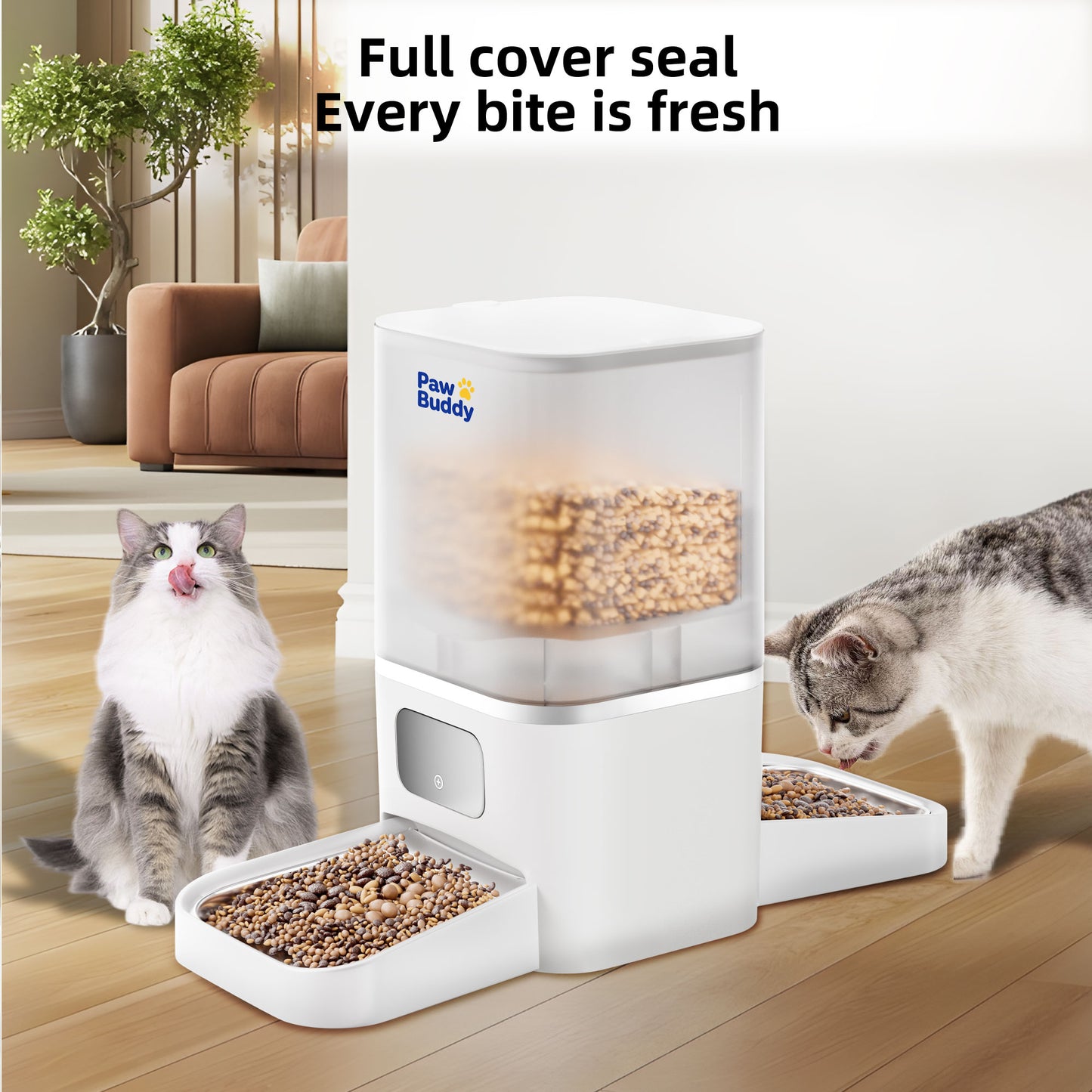 Automatic Cat Feeder 2 Cats with Slow Feed: Dual Automatic Dog Feeder with 5G WiFi, Cat Food Dispenser with APP Control for Multiple Pets, Detachable for Easy Clean,Large Food Storage-29 Cup