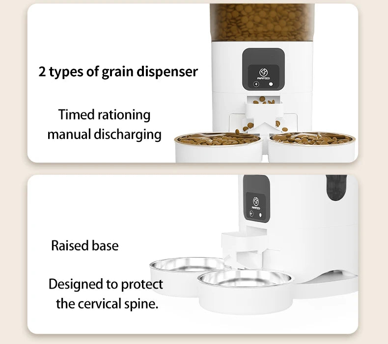 PAPIFEED cat double bowl smart automatic feeder cat food dog food pet food dispenser 7L large capacity connect wifi timer dosing