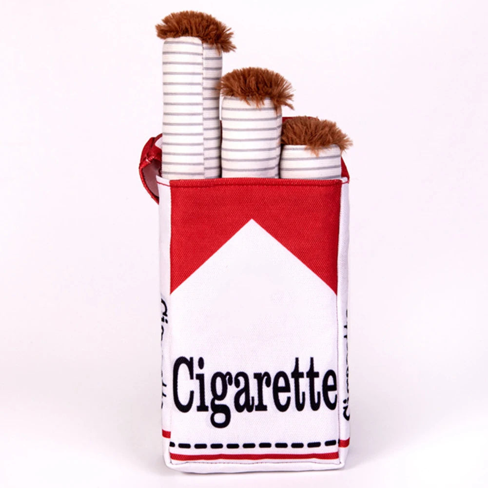 Dogs Cigarette Teeth Grinding Toys With Squeaking Sound Funny Squeaky Cigar Plush Toy For Pet Chewing Teething Grinding Training