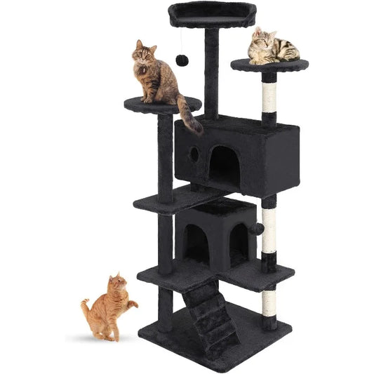 Tree 54inTower Multi-Level Durable Scratching Post & Cozy Fun Cat Jumping Platform Space Saving Cat Condo Pet