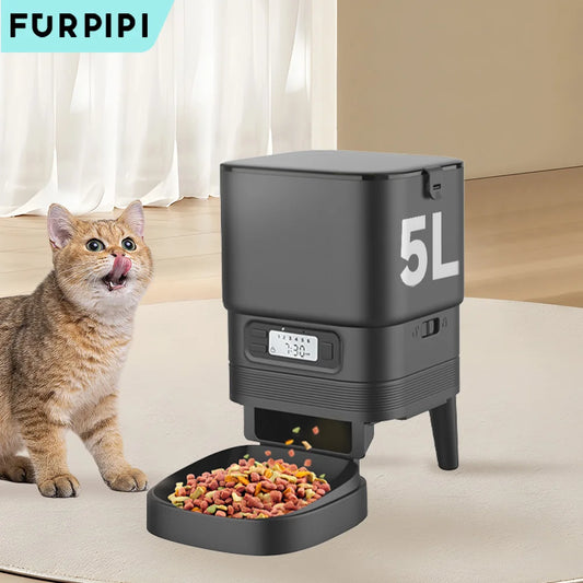 Furpipi Automatic Cat Feeder Button Version Auto Cat Food Dispenser Accessories Smart Control Pet Feeder For Cats Dog Dry Food
