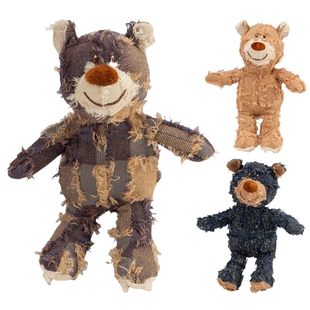 Squeaky Plush Bear Toy Indestructible Dog Toys Interactive Plush Dog Toys for Small Medium Large Dogs