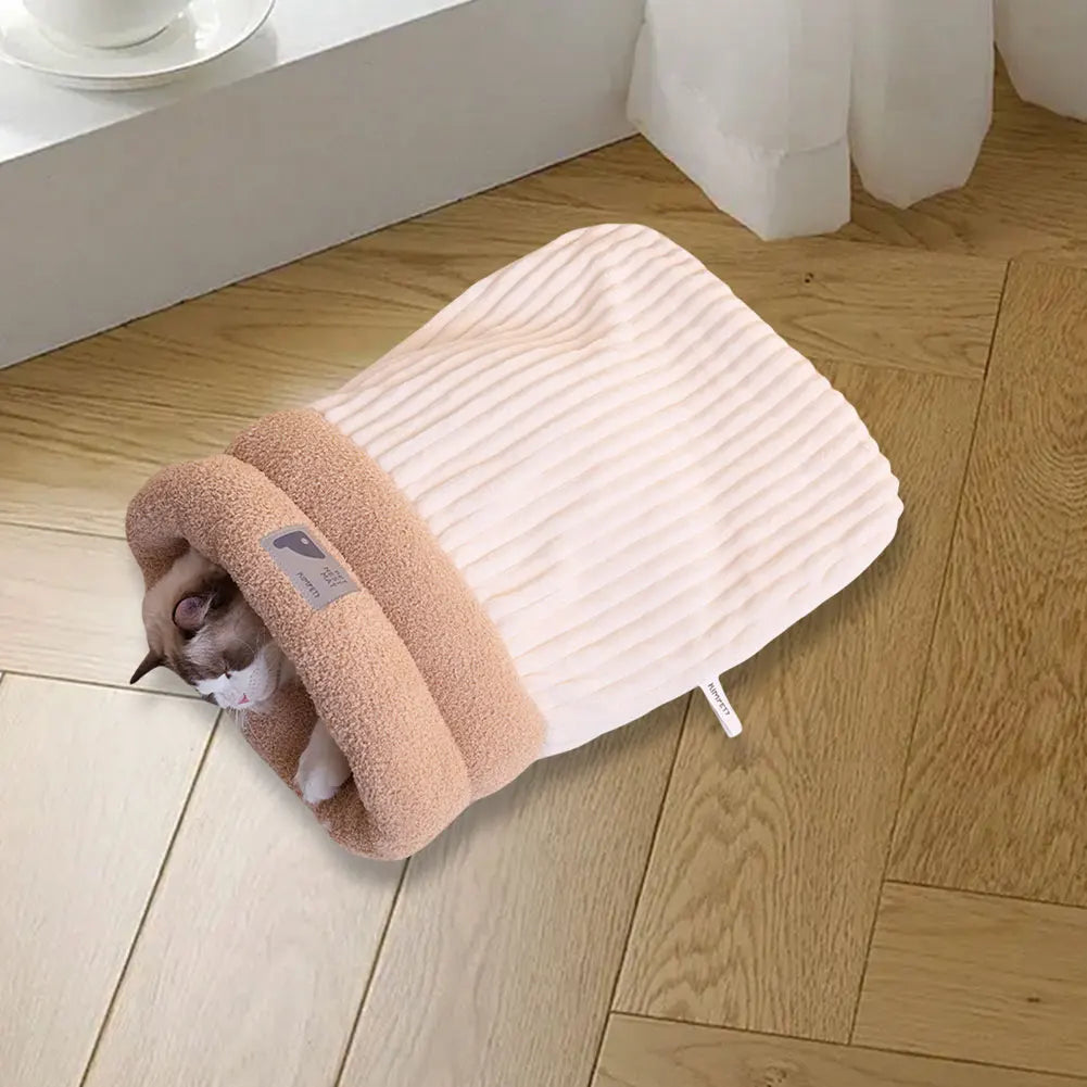Cat Sleeping Bag Warm Funny Tunnel Cat Nest Soft Plush Cat Sack for 5-8kg Cat Accessories